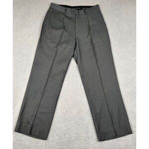 Porto Filo Extra Fine Men's Dress Pants Polyester Pinstripe Gray Size 34x28.5